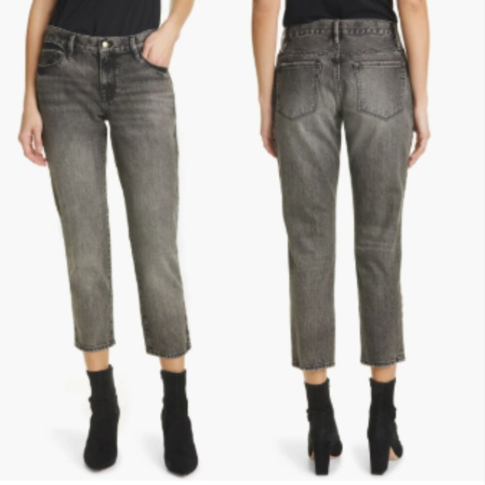 FRAME - Le Nouveau High Waist Crop Straight Leg Jeans | Size 26 | Haynes Gray - Picture 3 of 16